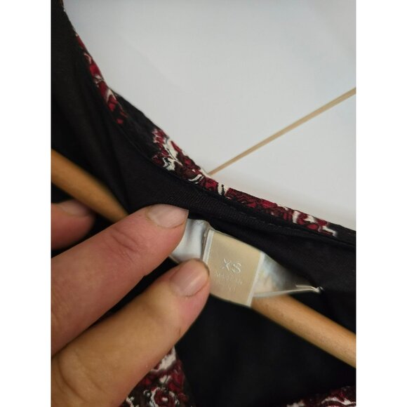 Michael Kors Dress Black Red Paisley Long Ruffled Bishop Sleeves Size XS - Picture 8 of 8